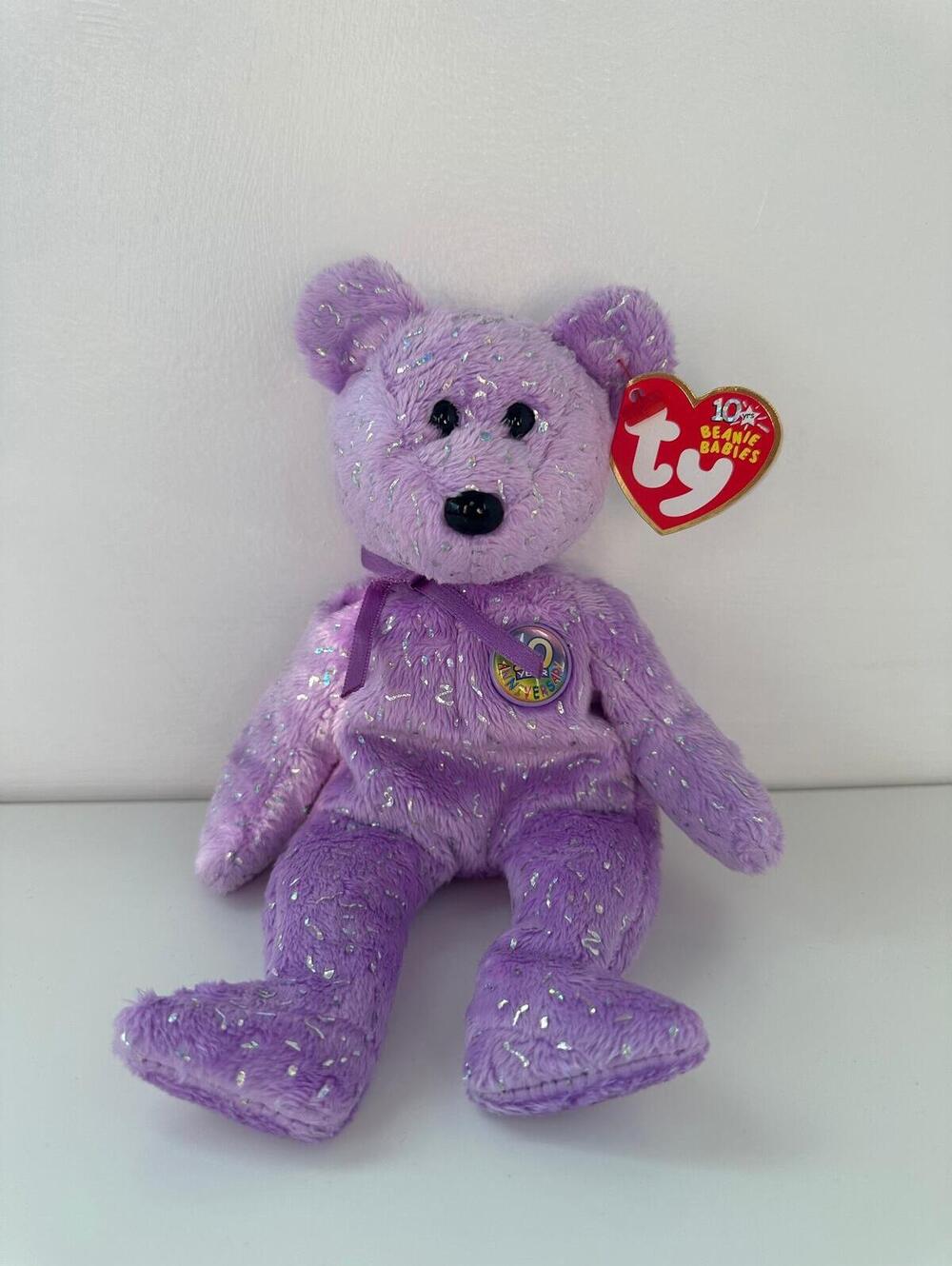 Ty Beanie Baby Decade Bear the Purple Bear (8.5 inch)